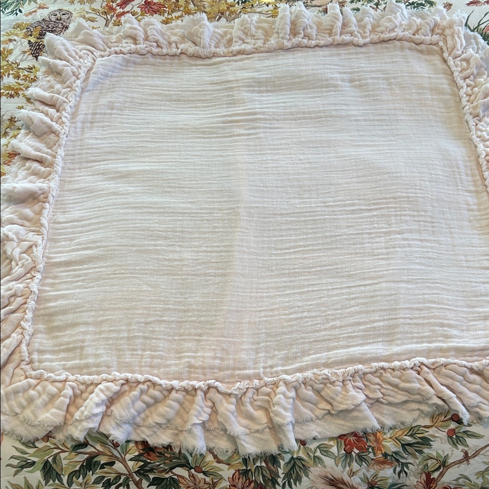 RH TEEN Tattered & Ruffled Posy Pink Gauze Euro Sham Restoration Hardware - Picture 5 of 12